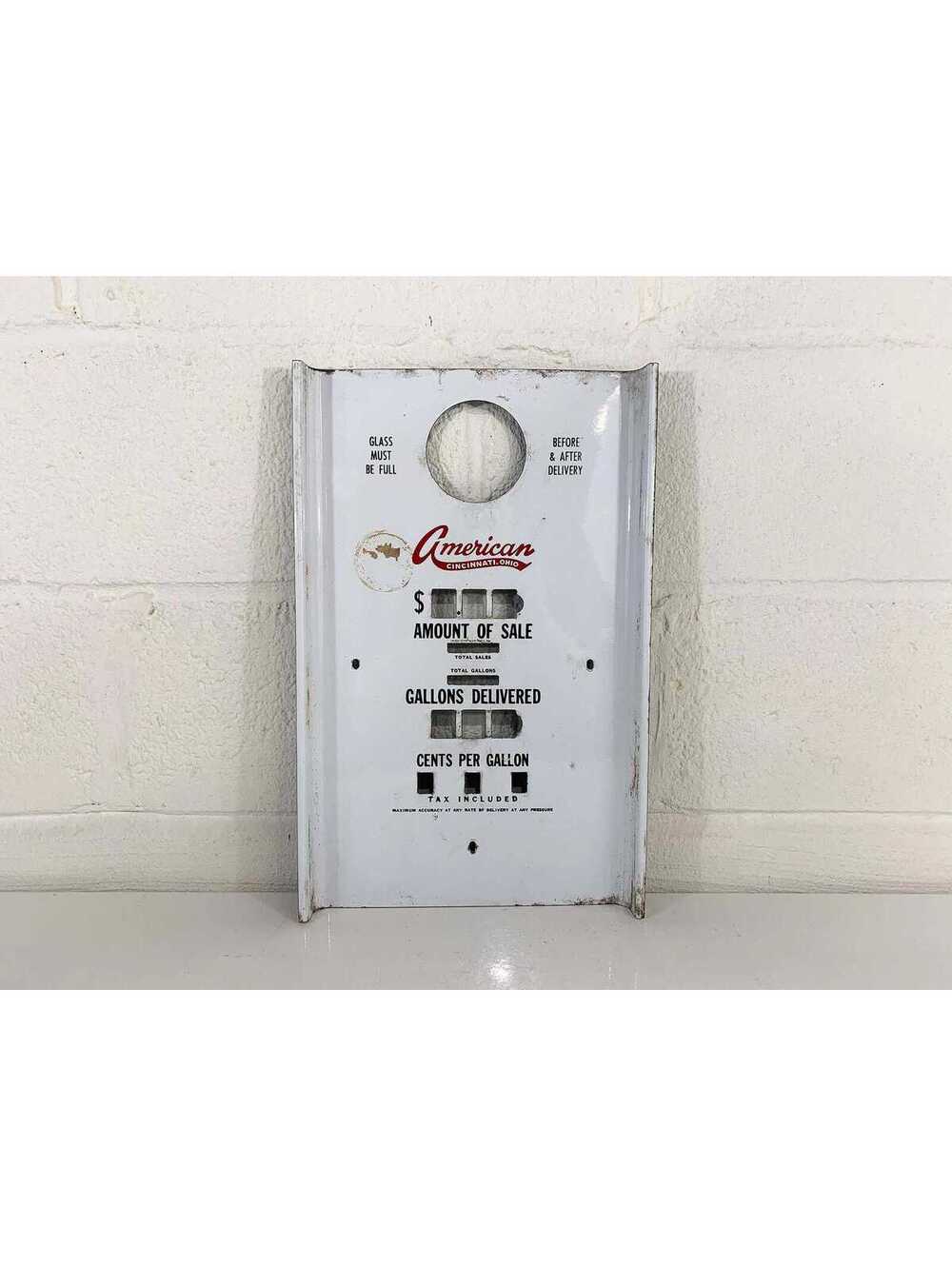 Vintage Enamel Gas Pump Face Plate 1950s Retro Bar Mid-Century Decor Man Cave
